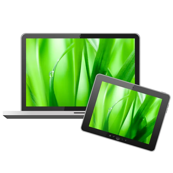 Tablet pc, teléfono móvil y portátil — Stockfoto