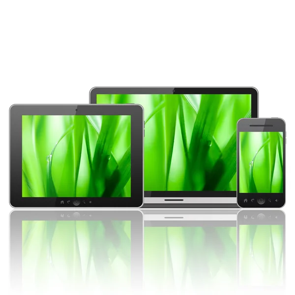 Tablette PC, téléphone portable et ordinateur portable — Photo