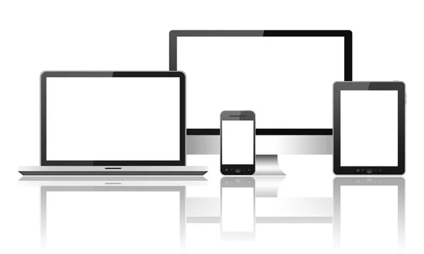 Dispositivi di tecnologia digitale isolati su sfondo bianco — Foto Stock