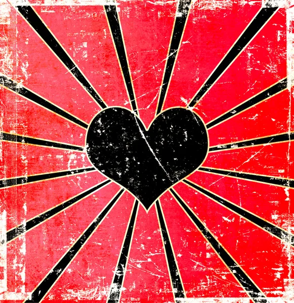 Grunge negro corazón fondo — Foto de Stock