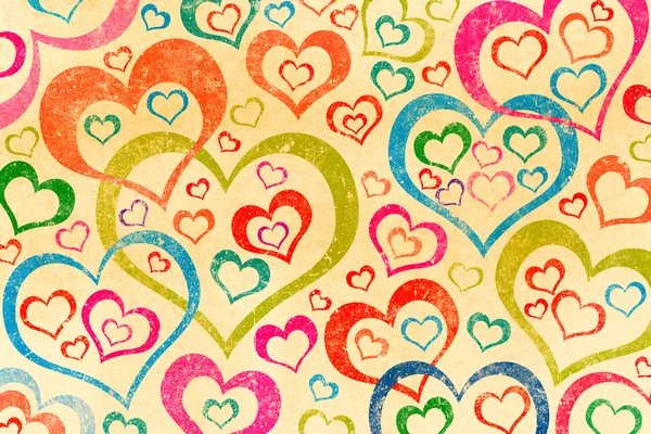 Naive art hearts background — Stock Photo, Image