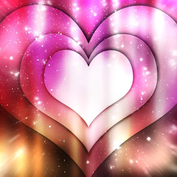 Brilhar fundo abstrato roxo com corações — Fotografia de Stock
