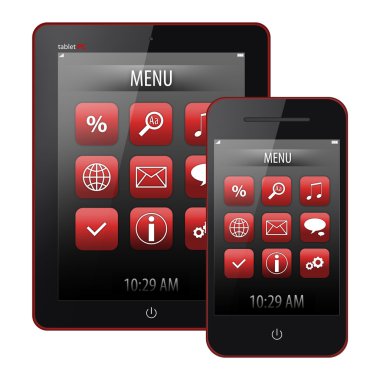 tablet pc ve cep telefonu beyaz arkaplanda izole edildi