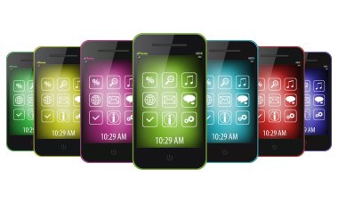 Beyaz arka plan üzerinde izole cep telefonları