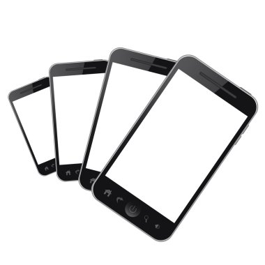 teléfonos móviles con pantalla en blanco