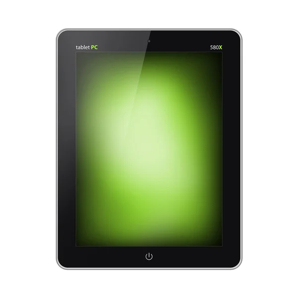 Tablet pc con schermo verde isolato su sfondo bianco — Foto Stock