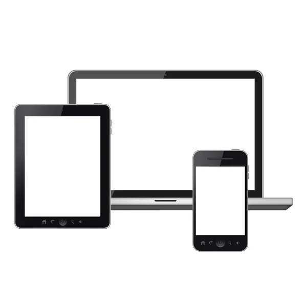 Tablet pc en mobiele telefoon geïsoleerd op witte achtergrond — Stockfoto