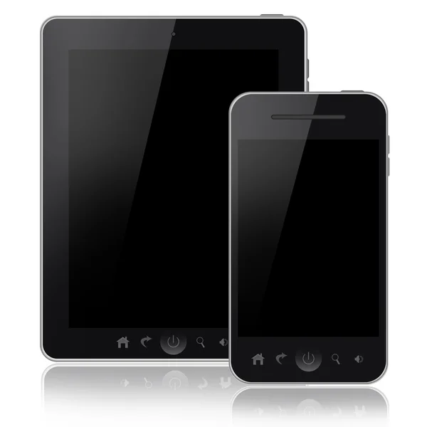 Tablet pc and mobile phone isolated on white background — Stock Photo, Image