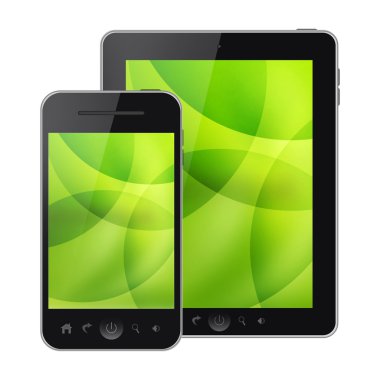 tablet pc ve cep telefonu beyaz arkaplanda izole edildi