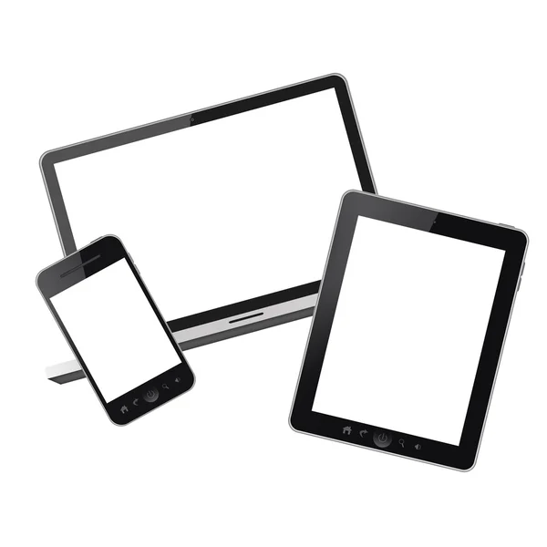 Notebook e telefoni cellulari isolati su sfondo bianco — Foto Stock
