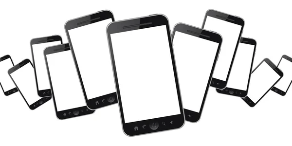 Мобильные телефоны изолированы на белом фоне — стоковое фото