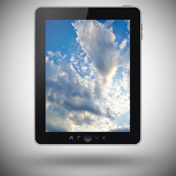 Tablet pc em fundo cinza — Fotografia de Stock