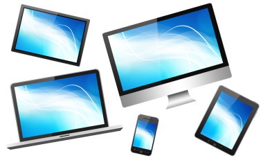 tablet pc, cep telefonu, dizüstü bilgisayar ve hd tv