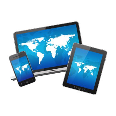 tablet pc, cep telefonu ve laptop