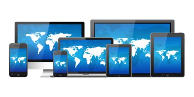 tablet pc, cep telefonu ve farklı dijital cihazlar