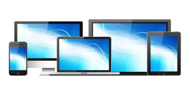 tablet pc, cep telefonu, bilgisayar, dizüstü bilgisayar ve hd tv