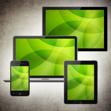 Notebook, tablet pc, teléfono móvil y ordenador