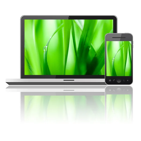 Laptop and mobile phone — Stock Photo, Image