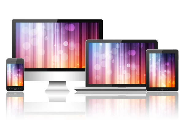 Tablet pc, mobile phone, notebook and computer — Stock Photo, Image