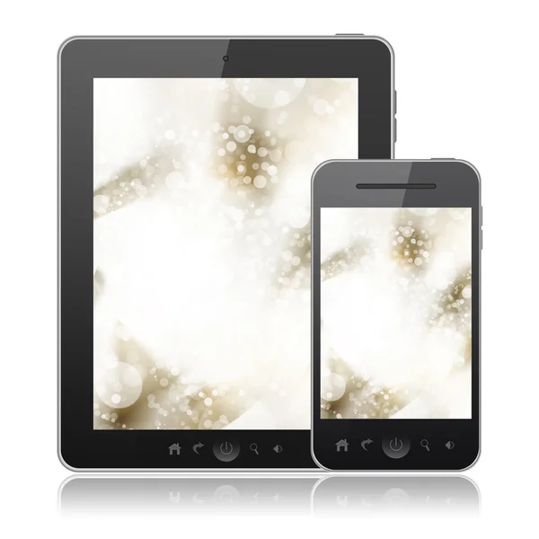 Tablet pc e telefone celular isolado no fundo branco — Fotografia de Stock