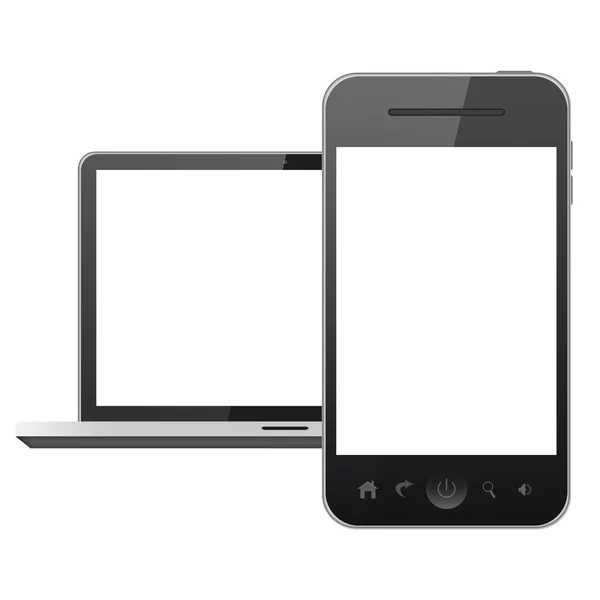 Мобільний телефон і ноутбук — стокове фото