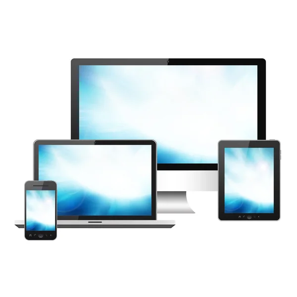 Telefon, TabletPC, bärbar dator, dator — Stockfoto