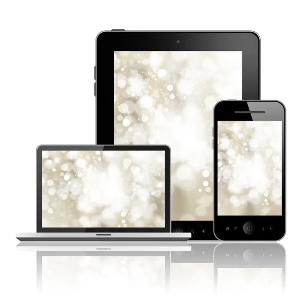 Laptop, tablet pc en mobiele telefoon — Stockfoto