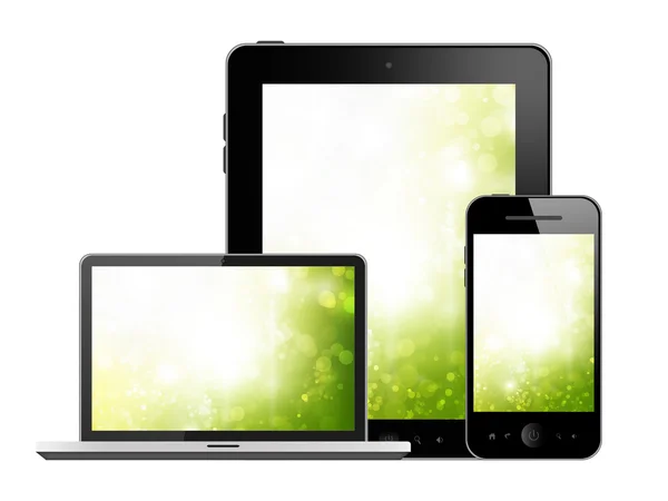 TabletPC, bärbar dator och mobiltelefon — Stockfoto