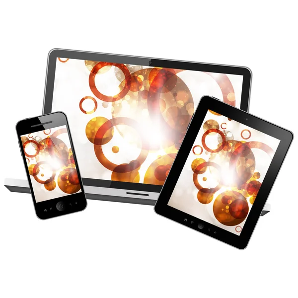 Notebook, tablet pc and mobile phone — Stock Photo, Image