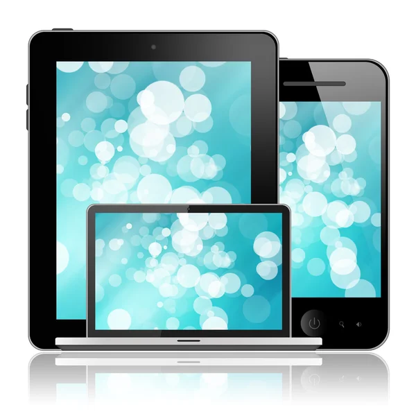 Notebook, tablet pc e telefono cellulare — Foto Stock