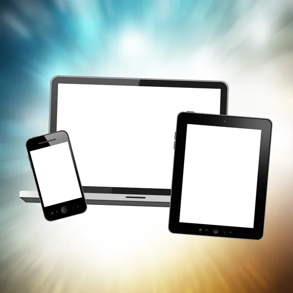 Cuaderno, tablet PC y teléfono móvil — Foto de Stock