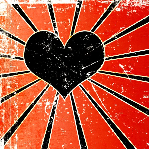 Dark grunge black heart background — Stock Photo, Image
