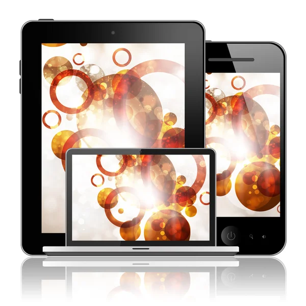 Notebook, tablet pc and mobile phone — Stock Photo, Image