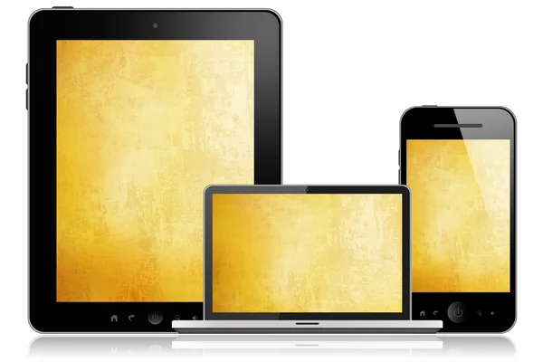 Tablet pc, mobilní telefon a notebook — Stock fotografie