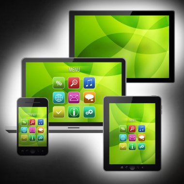 tablet pc, cep telefonu, dizüstü bilgisayar ve bilgisayar