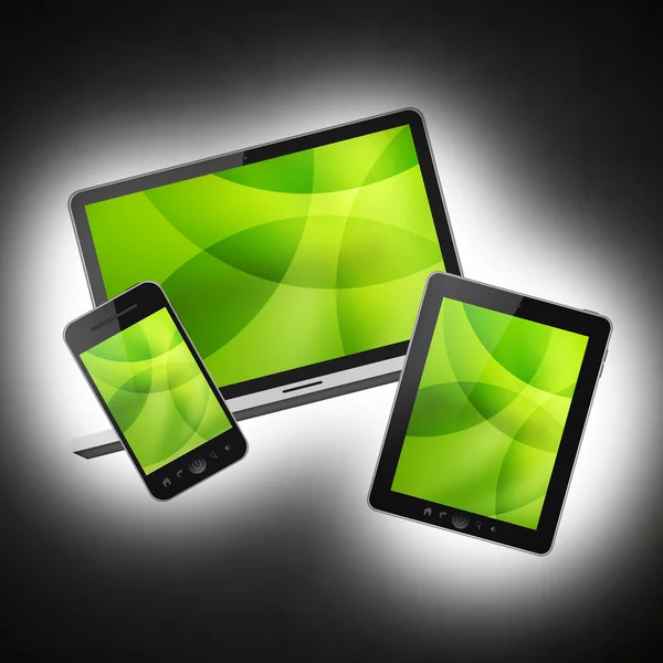 Notebook, Tablet-PC und Handy — Stockfoto