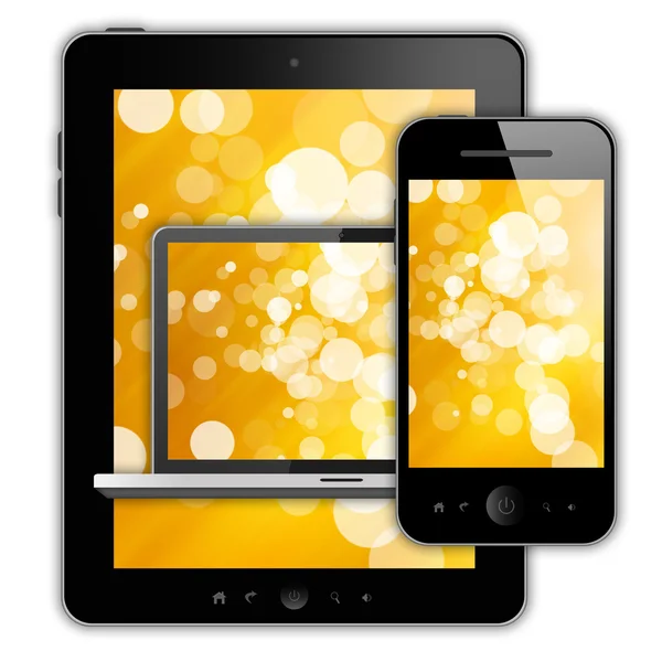 タブレット pc、ノートブック、携帯電話 — ストック写真