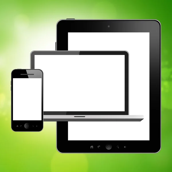 Cuaderno, tablet PC y teléfono móvil — Foto de Stock
