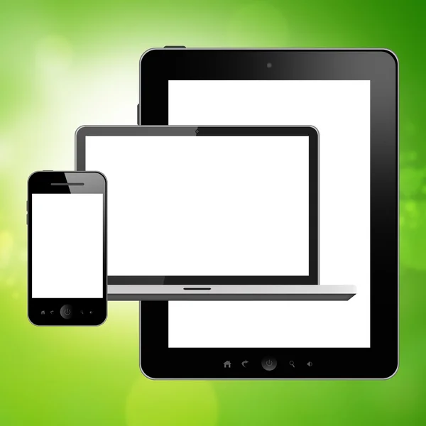 Notebook, tablet pc e telefono cellulare — Foto Stock