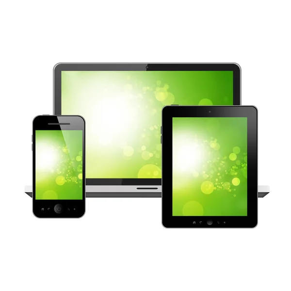 Notebook, tablet pc e telefono cellulare — Foto Stock