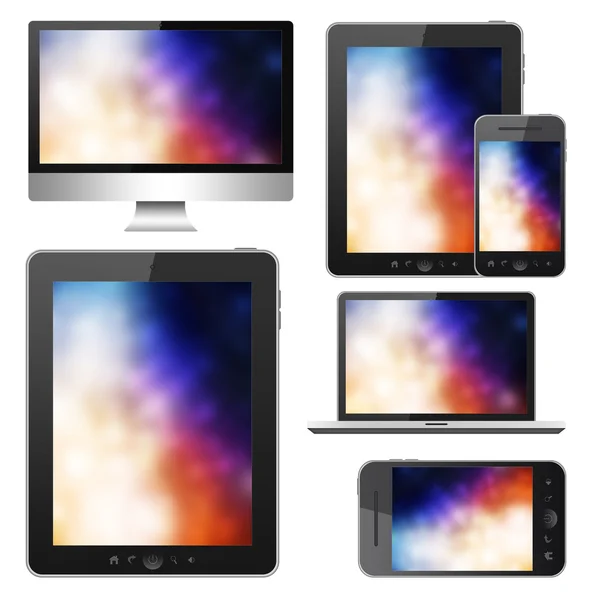 Notebook, tablet pc, telefono cellulare e computer — Foto Stock