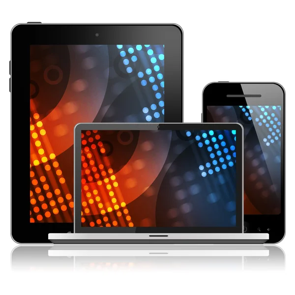 Tablet PC, teléfono móvil y portátil —  Fotos de Stock