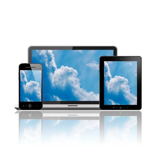 Tablet pc, cellulare e notebook — Foto Stock