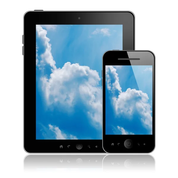 Pc tablet e telefono cellulare — Foto Stock