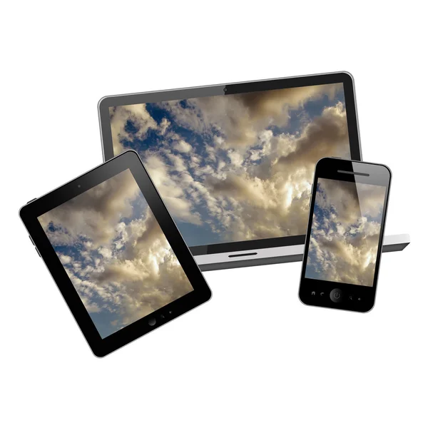 Notebook, tablet pc e telefono cellulare — Foto Stock