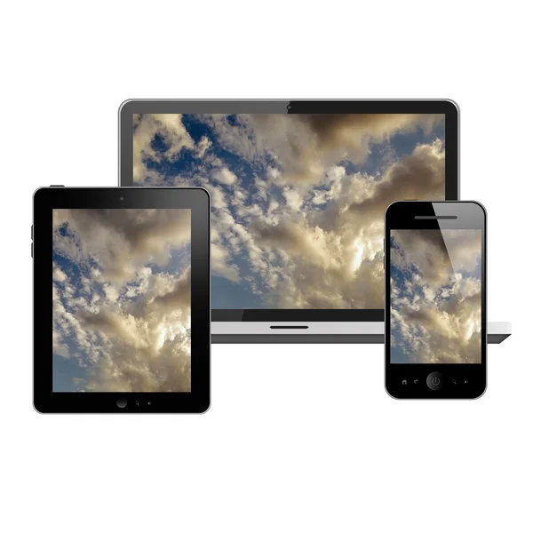 HD TV, tablet pc e telefono cellulare — Foto Stock