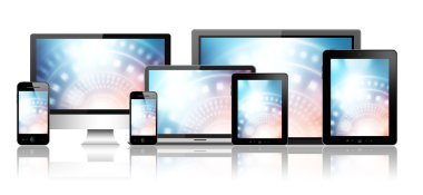 tablet pc, cep telefonu ve farklı dijital cihazlar