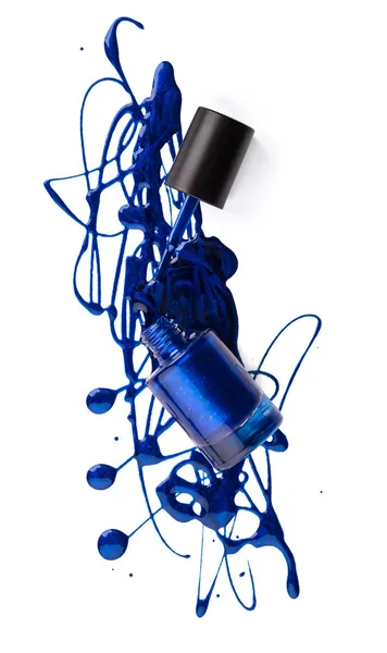 Blue nail polish over white background — Stock Photo, Image