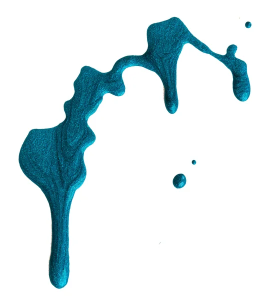 在白色背景的蓝色指甲油的污点 — 图库照片