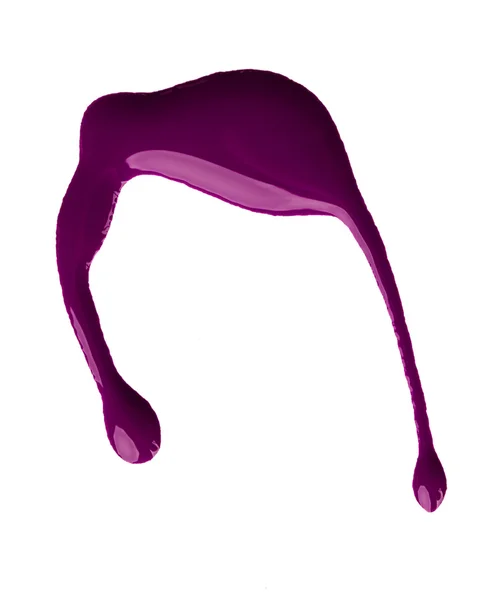Manchas de esmalte de uñas púrpura sobre fondo blanco — Foto de Stock